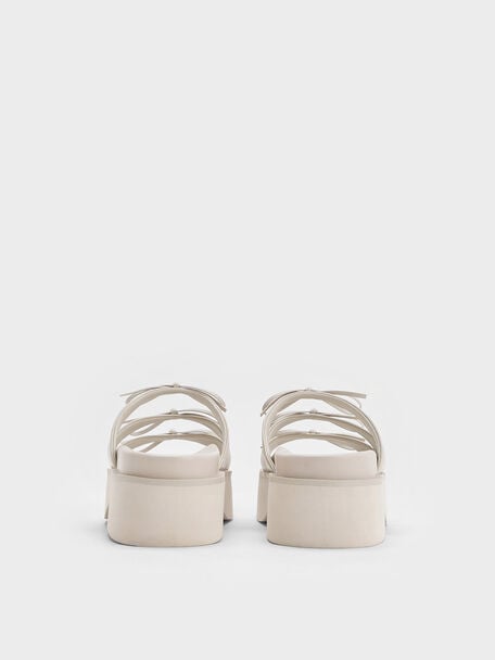 Dorri Triple-Bow Platform Sandals, Chalk, hi-res